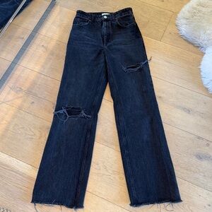 Zara black high-waisted straight-leg jeans